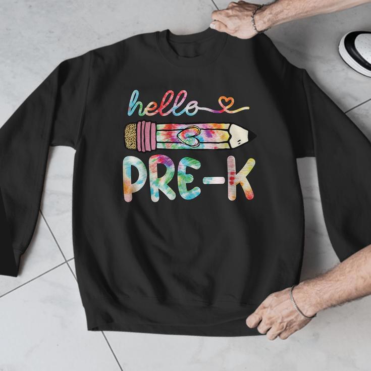 Hello Pre-K Pencil Teacher Student Tie Dye Men Graphic Sweatshirt, funny design Hello Pre-K Pencil Teacher Student Tie Dye Men Graphic Sweatshirt, funny design