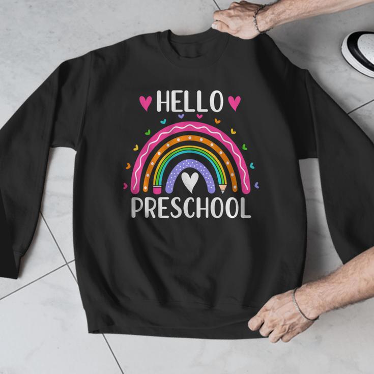 Hello Preschool Teacher Student Girls Rainbow Back To School Men Graphic Sweatshirt, funny design