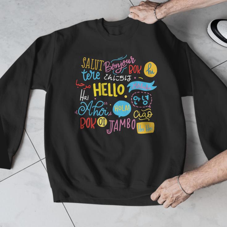 Hello Word In Different Languages Travel And Teacher Lover Men Graphic Sweatshirt, funny design Hello Word In Different Languages Travel And Teacher Lover Men Graphic Sweatshirt, funny design