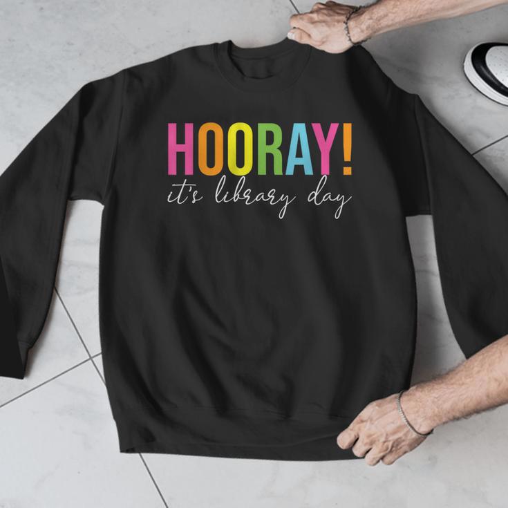 Hooray It's Library Day Teacher Reader Books Back To School Men Graphic Sweatshirt, funny design Hooray It's Library Day Teacher Reader Books Back To School Men Graphic Sweatshirt, funny design