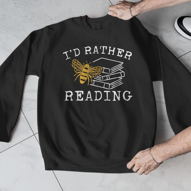 I'd Rather Bee Reading Teacher Librarian Book Lover Men Graphic Sweatshirt, funny design