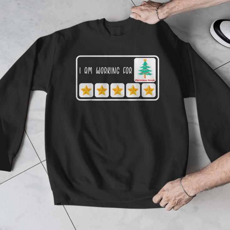 I'm Working For Christmas Break 5 Star Winter Teacher Stars Men Graphic Sweatshirt, funny design