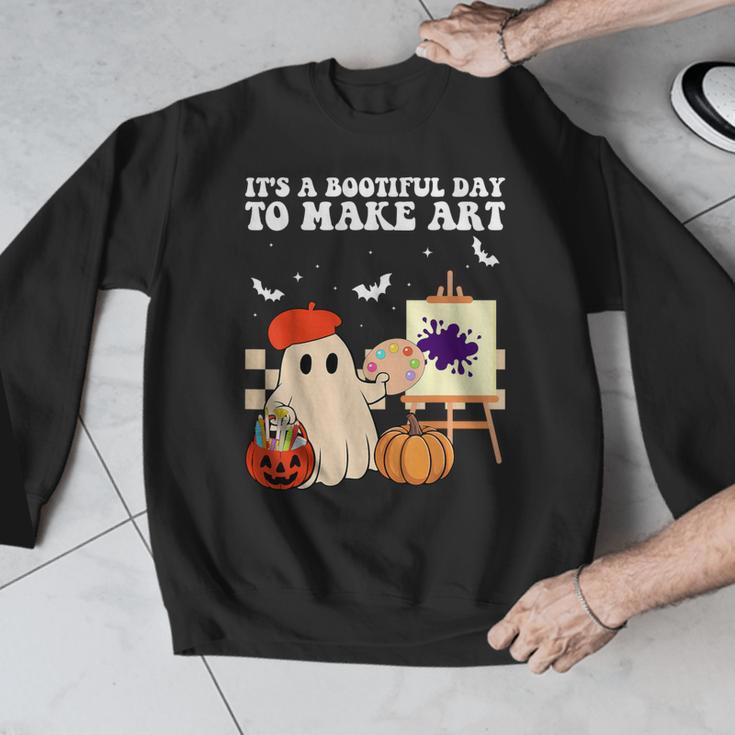 It's A Bootiful Day To Make Art Groovy Art Teacher Halloween Men Graphic Sweatshirt, Groovy Teacher Gifts, funny design