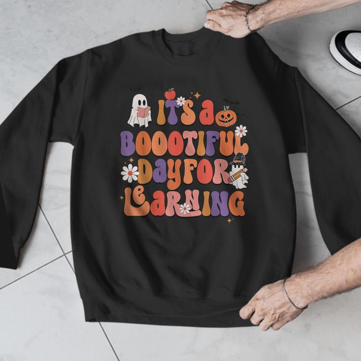 It's A Bootiful Day For Learning Cute Teacher Halloween Men Graphic Sweatshirt, funny design