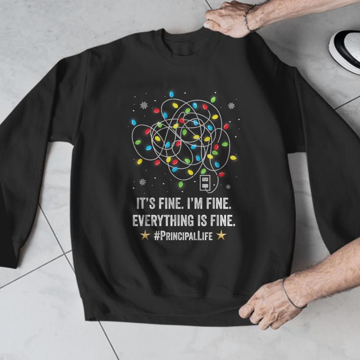 It's Fine I'm Fine Christmas Light Principal Teacher Xmas Men Women Men Graphic Sweatshirt, funny design