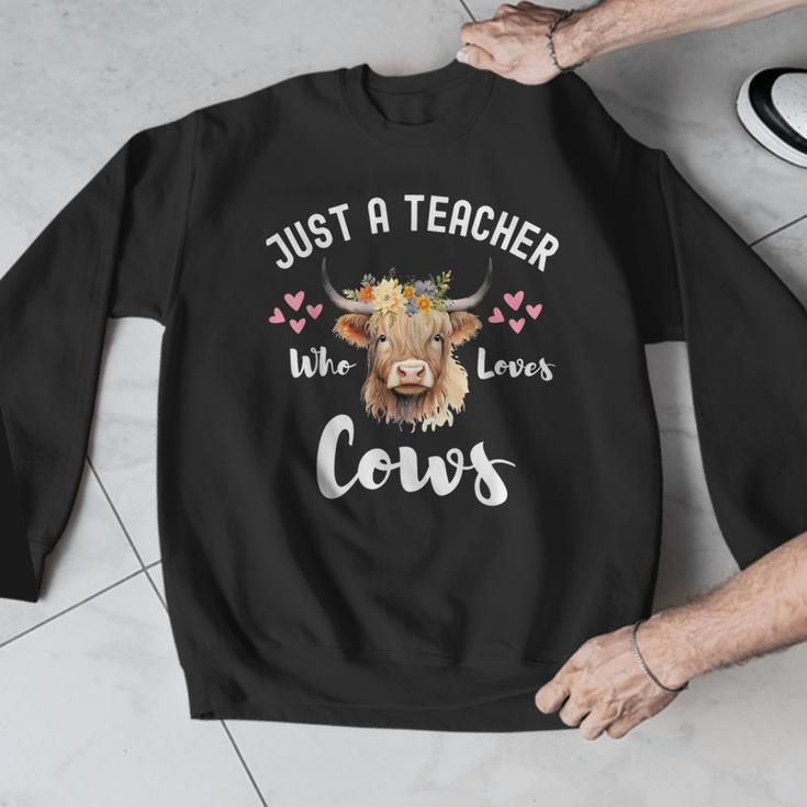 Just A Teacher Who Loves Cows Shirt Cute Highland Cow Men Graphic Sweatshirt, funny design