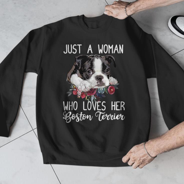 Just a Woman Who Loves Her Boston Terrier Cute Dog Mom Men Graphic Sweatshirt, Mom Gifts, Boston Terrier Mom Gifts, funny design