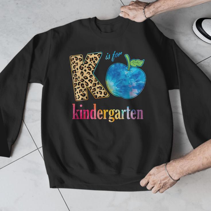 K Is For Kindergarten Teacher Tie Dye Back To School Kinder For Men Women Girls Kids Men Graphic Sweatshirt, funny design