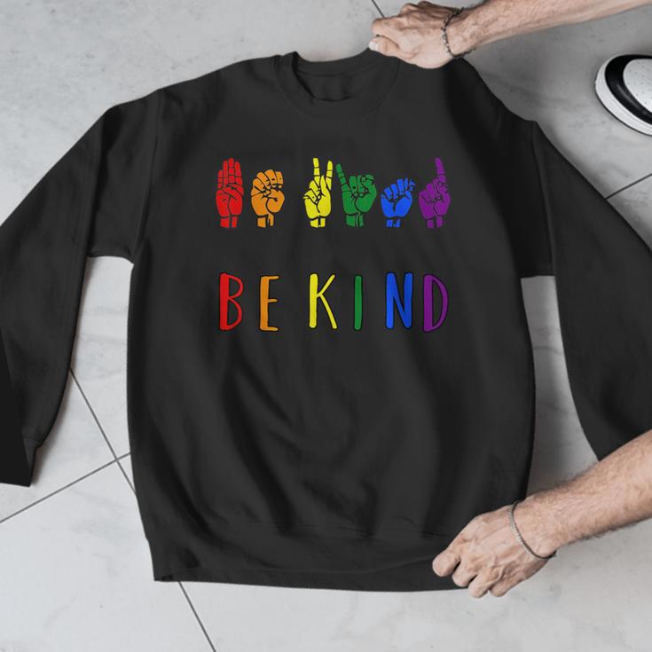 Be Kind Pride Sign Language Rainbow Teachers Interpreter ASL Men Graphic Sweatshirt, funny design