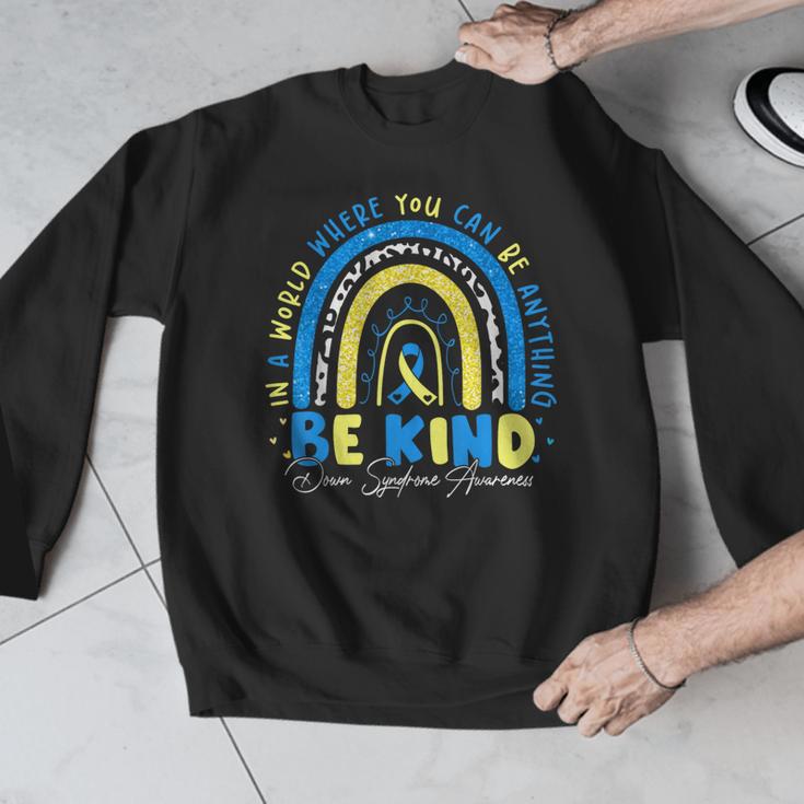 Be Kind Rainbow Down Syndrome Awareness Teacher Blue Yellow Men Graphic Sweatshirt, funny design Be Kind Rainbow Down Syndrome Awareness Teacher Blue Yellow Men Graphic Sweatshirt, funny design
