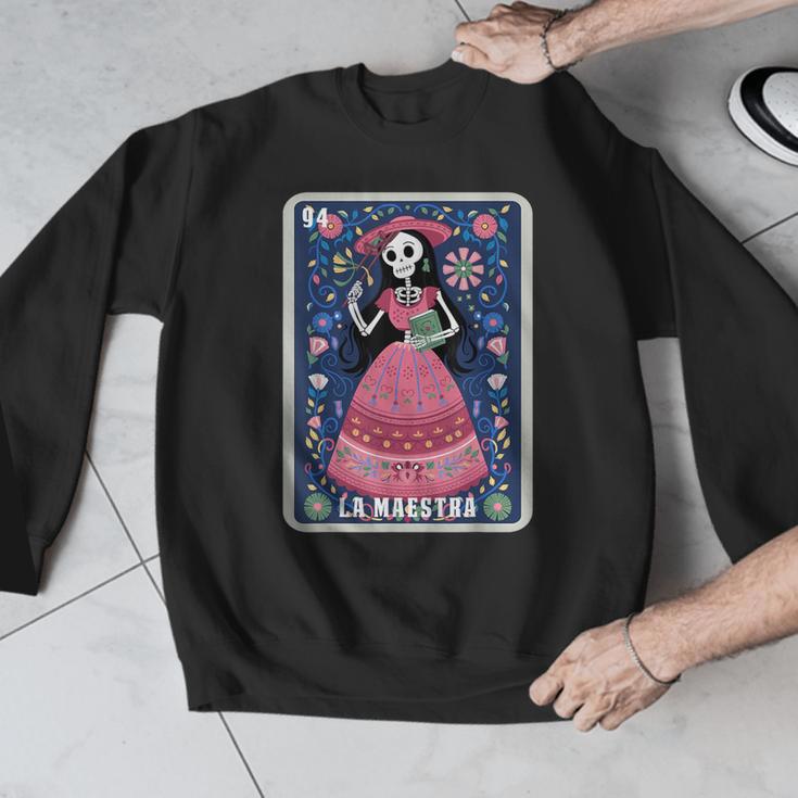 La Maestra Halloween Mexican Bingo Card Teacher Lottery Card Men Graphic Sweatshirt, funny design La Maestra Halloween Mexican Bingo Card Teacher Lottery Card Men Graphic Sweatshirt, funny design