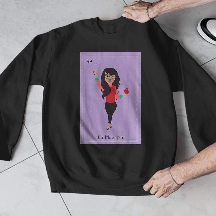 La Maestra Mexican Bingo Card Teacher Lottery Card Men Graphic Sweatshirt, funny design La Maestra Mexican Bingo Card Teacher Lottery Card Men Graphic Sweatshirt, funny design