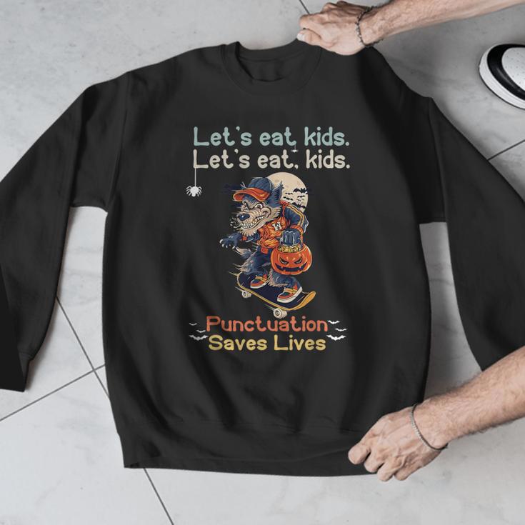 Let's Eat Kids Grammar Werewolf Halloween Teacher Men Graphic Sweatshirt, funny design Let's Eat Kids Grammar Werewolf Halloween Teacher Men Graphic Sweatshirt, funny design