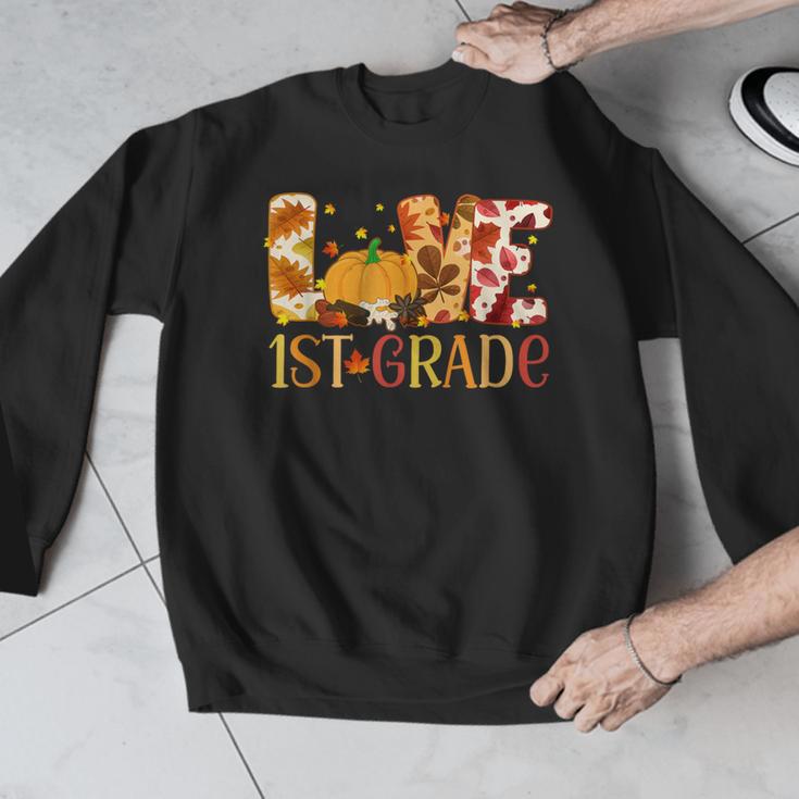 Love First Grade Happy Fall Thanksgiving Women 1st Teacher Men Graphic Sweatshirt, First Grade Teacher Gifts, funny design Love First Grade Happy Fall Thanksgiving Women 1st Teacher Men Graphic Sweatshirt, First Grade Teacher Gifts, funny design