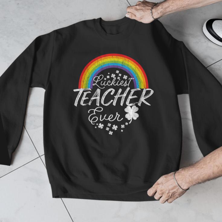 Luckiest Teacher Ever Rainbow- St Patricks Day Teacher Men Graphic Sweatshirt, funny design
