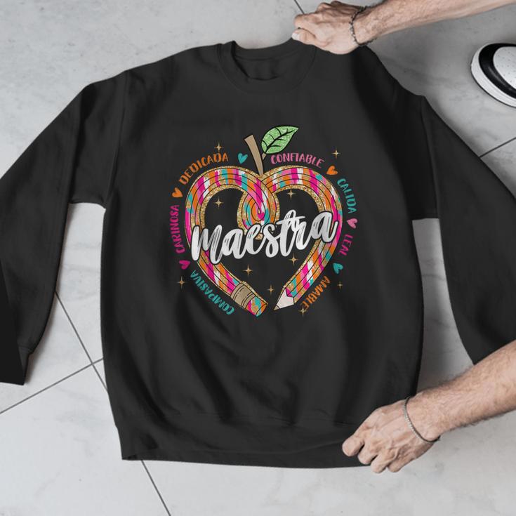 Maestra Pencil Spanish Teacher Bilingual 100 Days Of School Men Graphic Sweatshirt, funny design Maestra Pencil Spanish Teacher Bilingual 100 Days Of School Men Graphic Sweatshirt, funny design