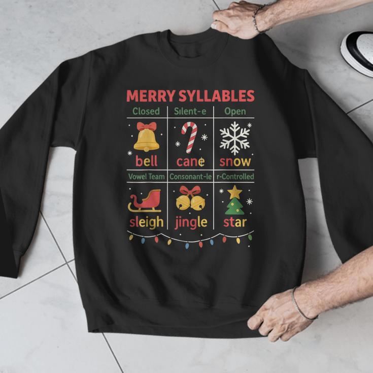 Merry Syllables Teacher Christmas Educational Kids Men Graphic Sweatshirt, funny design