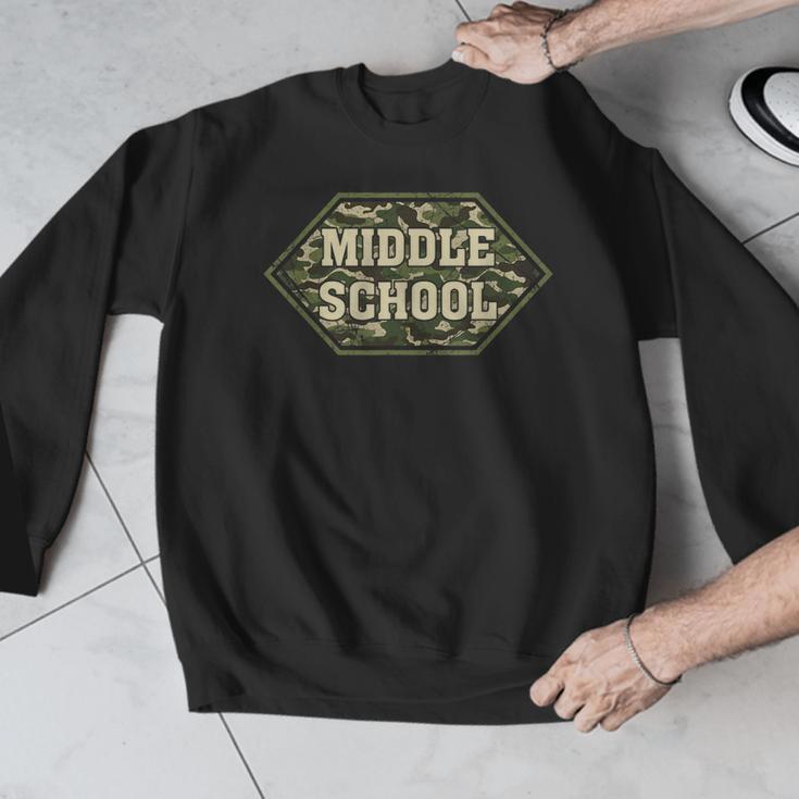 Middle School Camo Retro Back To School Teachers Men Graphic Sweatshirt, funny design Middle School Camo Retro Back To School Teachers Men Graphic Sweatshirt, funny design