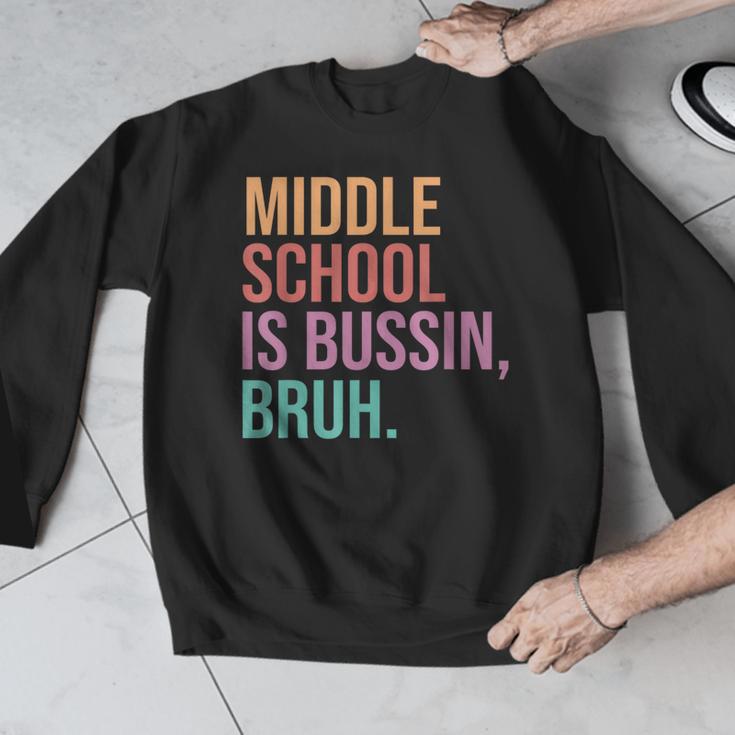 Middle School Teacher Middle School Is Bussin Bruh Men Graphic Sweatshirt, funny design