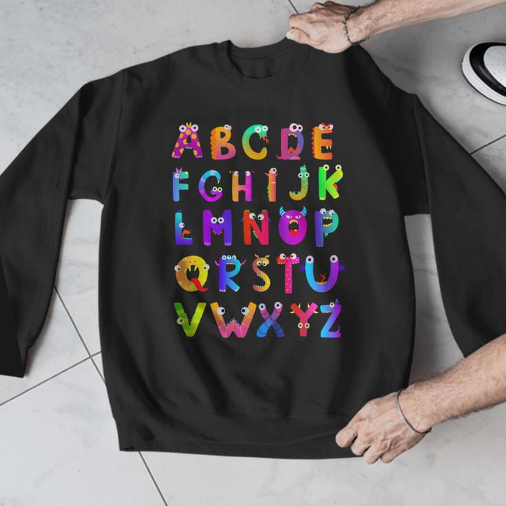 Monster ABC Cute Alphabet Halloween Teacher Costume Kids Men Graphic Sweatshirt, funny design Monster ABC Cute Alphabet Halloween Teacher Costume Kids Men Graphic Sweatshirt, funny design