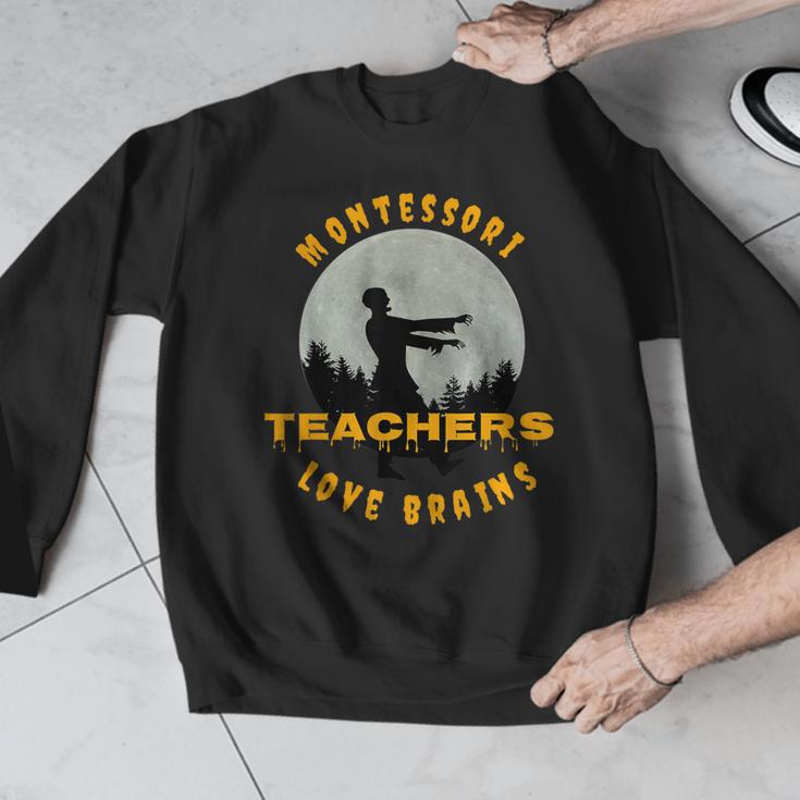 Montessori Teachers Love Brains Halloween Novelty Men Women Men Graphic Sweatshirt, funny design