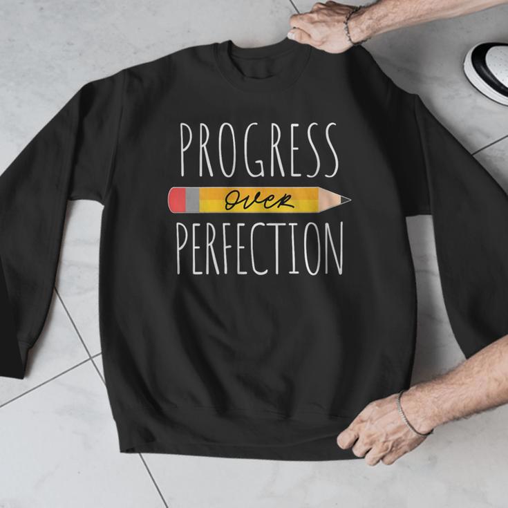 Motivational Progress Over Perfection Back To School Teacher Men Graphic Sweatshirt, funny design Motivational Progress Over Perfection Back To School Teacher Men Graphic Sweatshirt, funny design