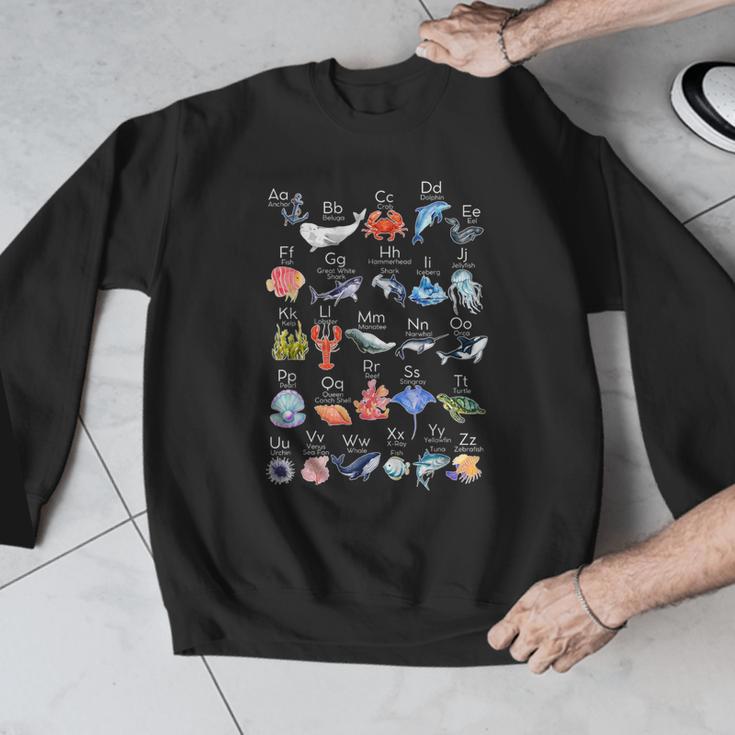 Ocean Animals Alphabet Cute Sea Life ABC Marine Kids Teacher Men Graphic Sweatshirt, funny design