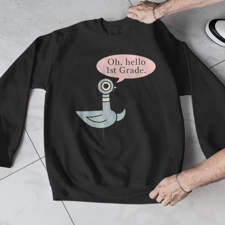 Oh Hello First Graders Cute Pigeon 1st Grade Teacher Men Graphic Sweatshirt, First Grade Teacher Gifts, funny design