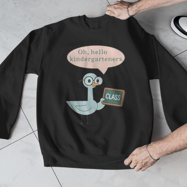 Oh Hello Kindergarteners Shirt Cute Pigeon Teacher Tee Men Graphic Sweatshirt, funny design