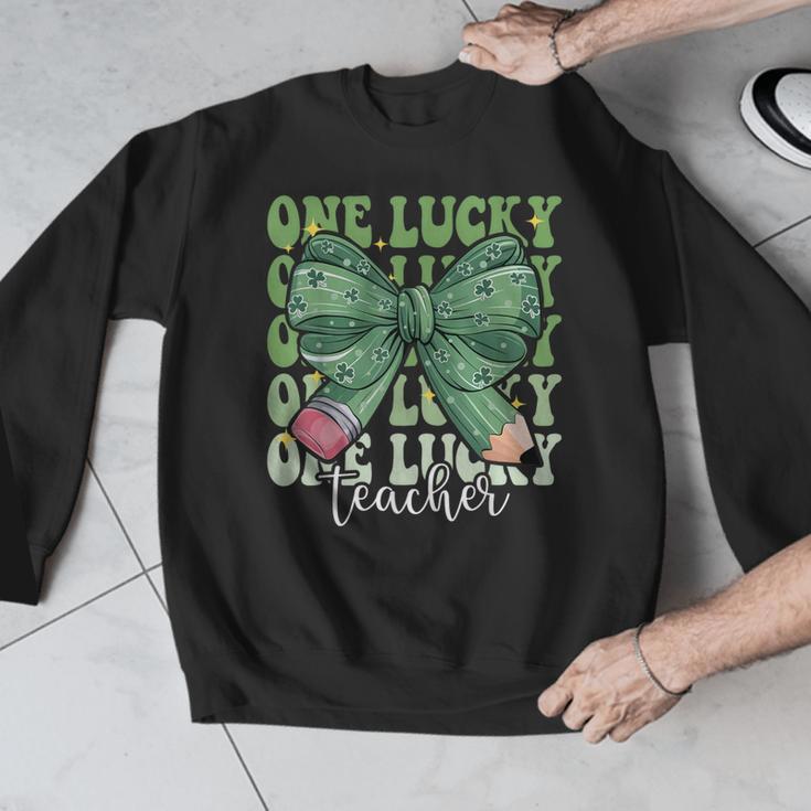 One Lucky Teacher Coquette Bow St Patricks Day Teacher Men Graphic Sweatshirt, funny design One Lucky Teacher Coquette Bow St Patricks Day Teacher Men Graphic Sweatshirt, funny design