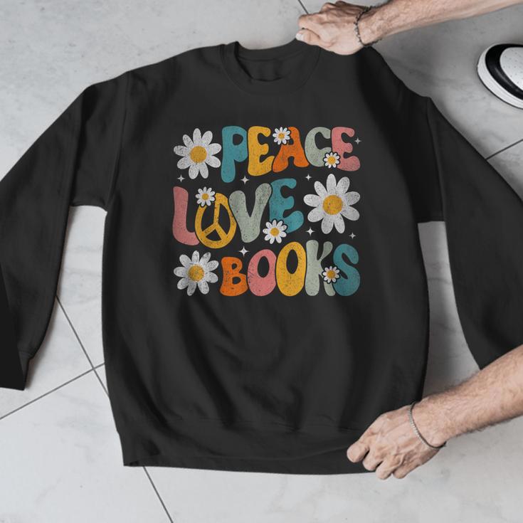 Peace Love Books Bookworm Librarian Reading Teacher Groovy Men Graphic Sweatshirt, Groovy Teacher Gifts, funny design Peace Love Books Bookworm Librarian Reading Teacher Groovy Men Graphic Sweatshirt, Groovy Teacher Gifts, funny design