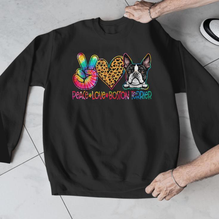 Peace Love Boston Terrier Tie Dye Dog Lover For Men Women Girls Kids Men Graphic Sweatshirt, funny design