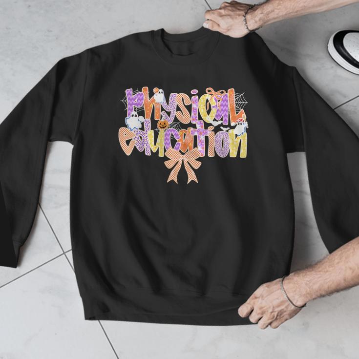 Physical Education Halloween Bow Checkered Teacher Ghost PE Men Graphic Sweatshirt, Pe Teacher Gifts, funny design Physical Education Halloween Bow Checkered Teacher Ghost PE Men Graphic Sweatshirt, Pe Teacher Gifts, funny design