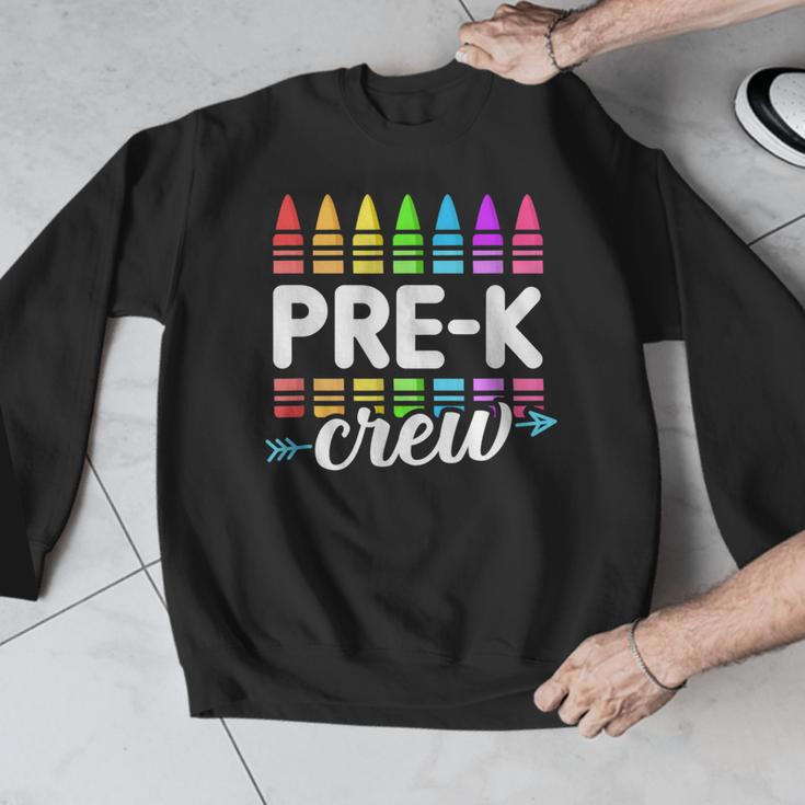 Pre-K Crew Teacher Team Squad Hello Back School Graduation Men Graphic Sweatshirt, funny design Pre-K Crew Teacher Team Squad Hello Back School Graduation Men Graphic Sweatshirt, funny design