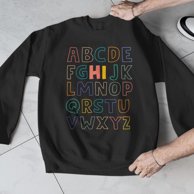 Pre K Kindergarten Hi Alphabet Back To School Teachers Men Women Girls Kids Men Graphic Sweatshirt, funny design Pre K Kindergarten Hi Alphabet Back To School Teachers Men Women Girls Kids Men Graphic Sweatshirt, funny design
