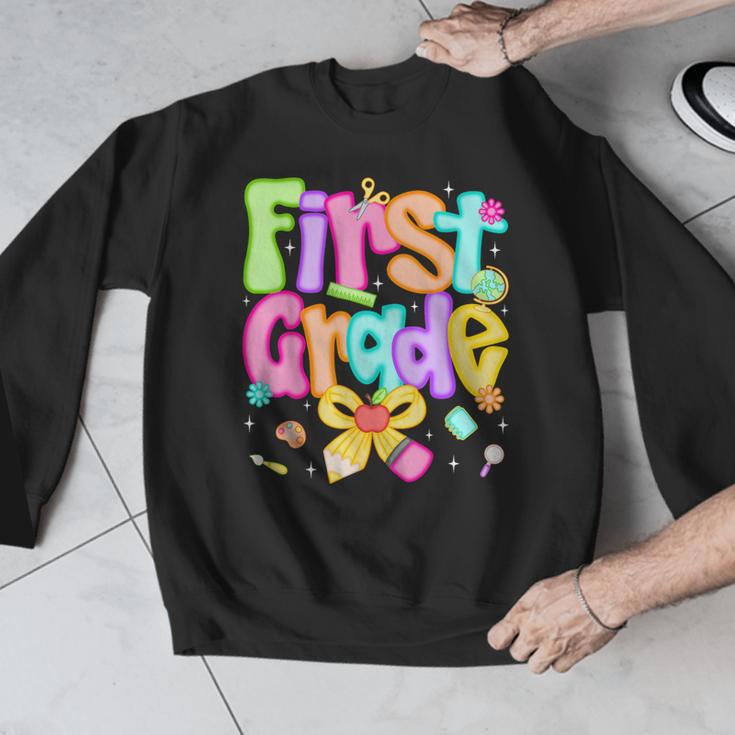Preppy First Grade Back To School 1st Grade Teacher Girl Kid Men Graphic Sweatshirt, First Grade Teacher Gifts, funny design