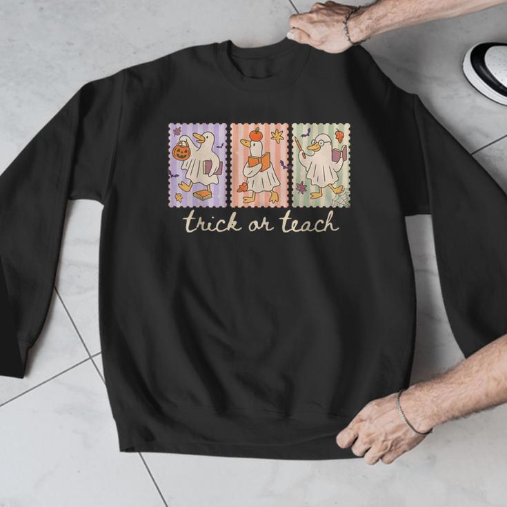 Preppy Goose Teacher Trick Or Teach Halloween Teacher Goose Men Graphic Sweatshirt, funny design Preppy Goose Teacher Trick Or Teach Halloween Teacher Goose Men Graphic Sweatshirt, funny design