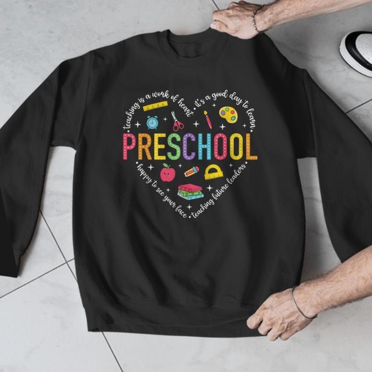 Preschool Teacher Pre-K Heart First Day Of Preschool Kids Men Graphic Sweatshirt, funny design