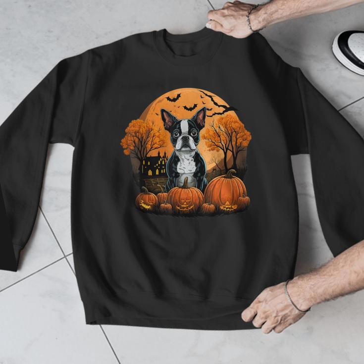 Pumpkin Boston Terrier Costume On Boston Terrier Halloween Men Graphic Sweatshirt, Boston Terrier Halloween Gifts, funny design