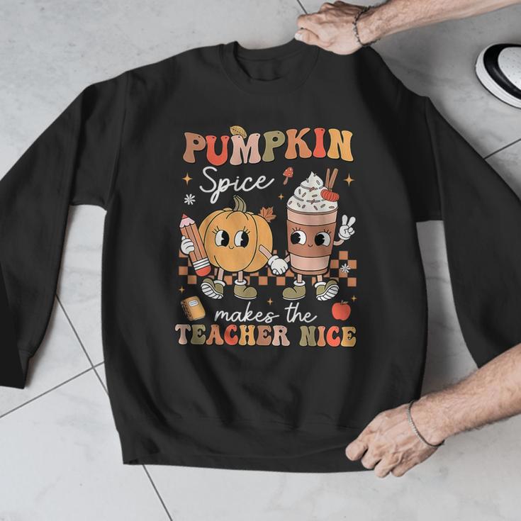 Pumpkin Spice Makes Teacher Nice Retro Fall Spooky Season Men Graphic Sweatshirt, funny design Pumpkin Spice Makes Teacher Nice Retro Fall Spooky Season Men Graphic Sweatshirt, funny design