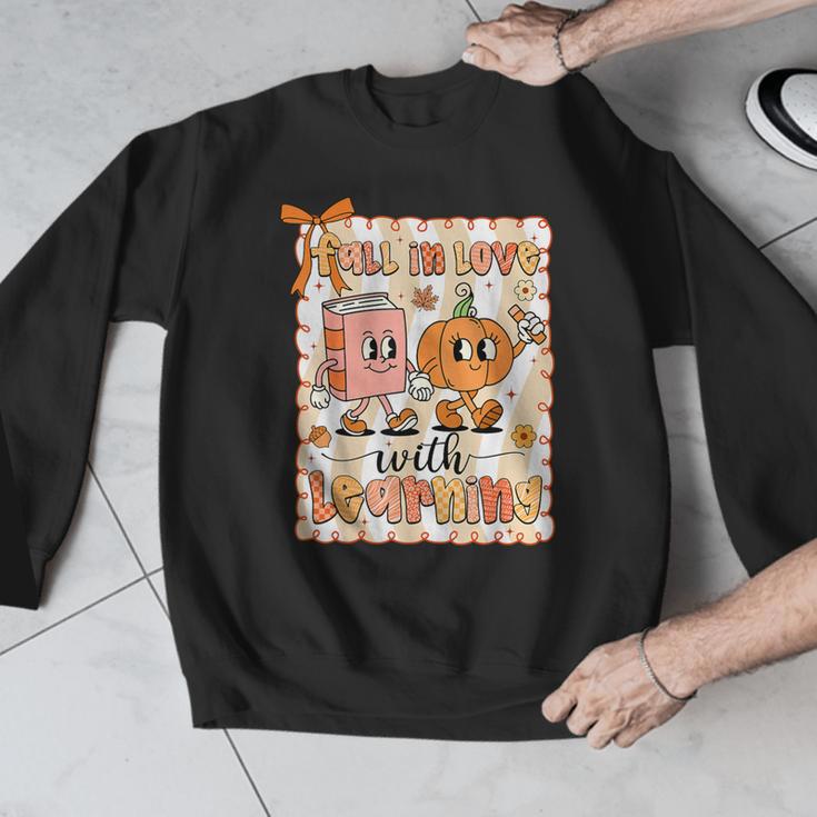 Pumpkin Teacher Preppy Fall In Love With Learning Autumn Men Graphic Sweatshirt, funny design