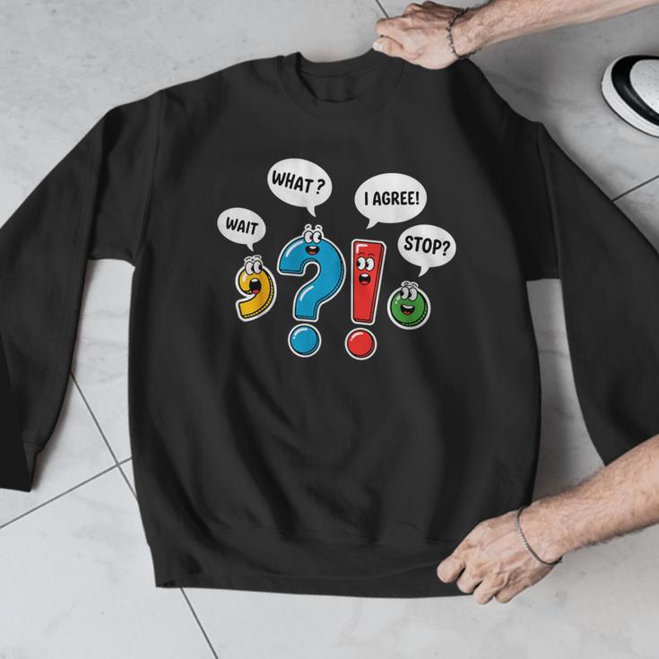 Punctuation Marks Wait What I Agree Stop English Teacher Men Graphic Sweatshirt, English Teacher Gifts, funny design
