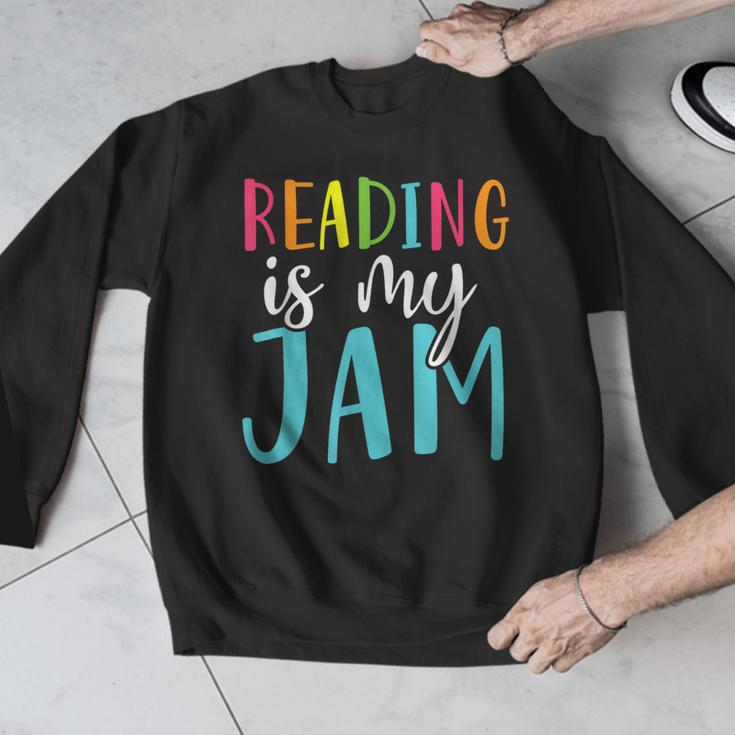 Reading Is My Jam Back To School Teacher Men Graphic Sweatshirt, funny design