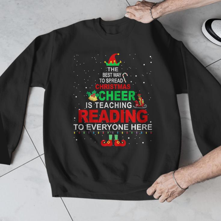 Reading Teacher Christmas Shirt Elf Christmas Cheer For Men Women Men Graphic Sweatshirt, funny design