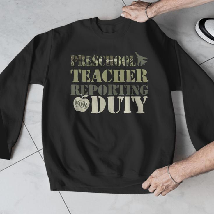 Retro Back To School Women Old Camo Preschool Teacher Men Graphic Sweatshirt, funny design Retro Back To School Women Old Camo Preschool Teacher Men Graphic Sweatshirt, funny design