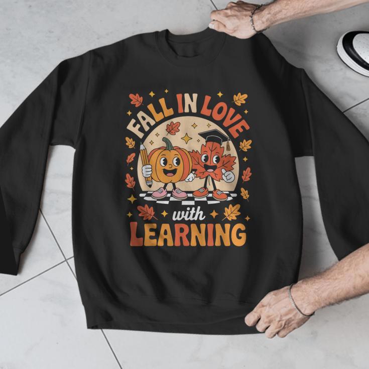 Retro Fall In Love With Learning Pumpkin Leaf Teacher Autumn Men Graphic Sweatshirt, funny design Retro Fall In Love With Learning Pumpkin Leaf Teacher Autumn Men Graphic Sweatshirt, funny design