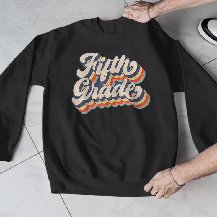 Retro Sunset Fifth Grade Teacher & Student Back To School Men Graphic Sweatshirt, funny design