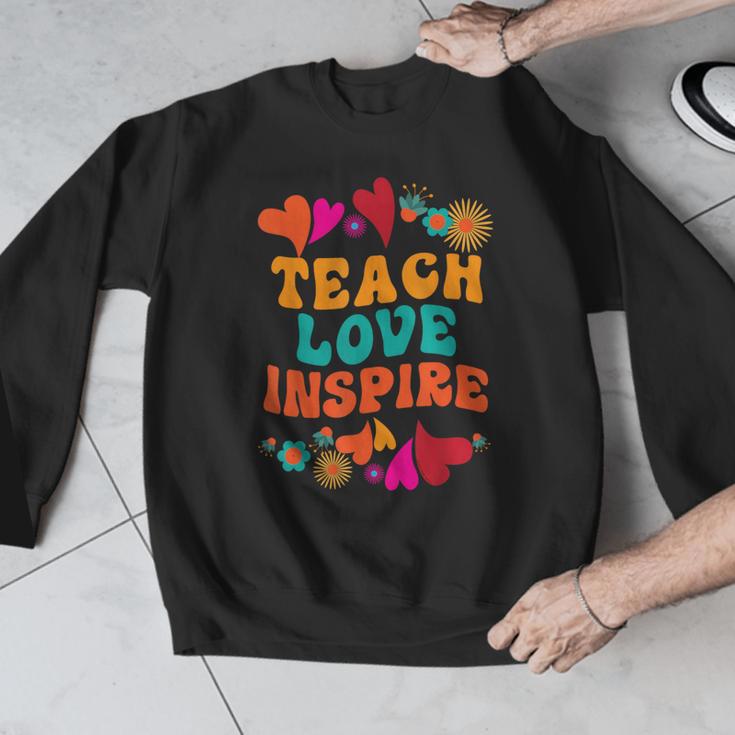 Retro Teach Love Inspire Back To School Teachers Men Graphic Sweatshirt, funny design