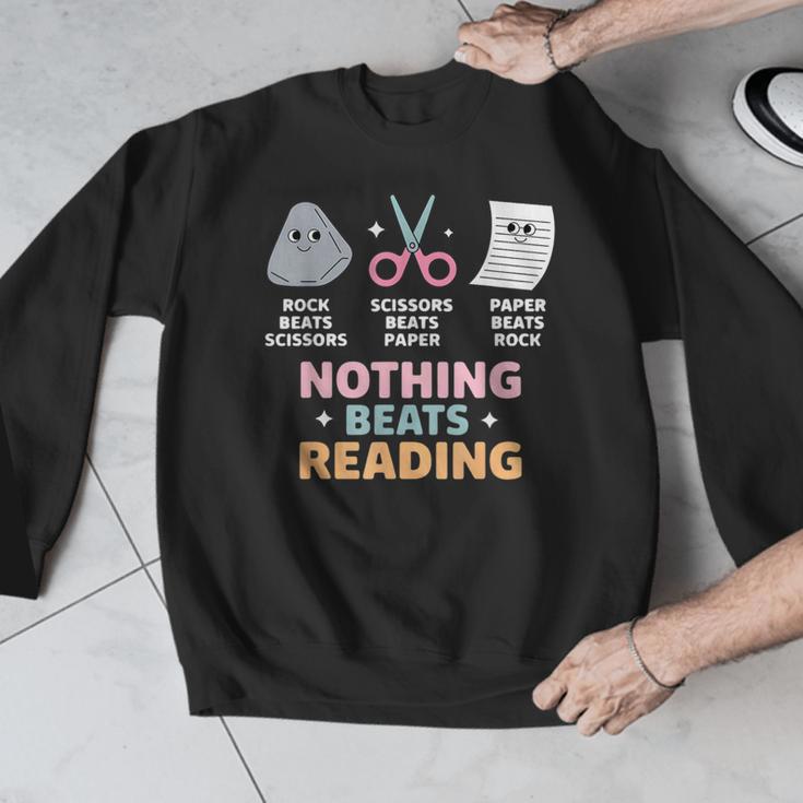 Rock Paper Scissors Teacher Librarian Nothing Beats Reading Men Graphic Sweatshirt, funny design Rock Paper Scissors Teacher Librarian Nothing Beats Reading Men Graphic Sweatshirt, funny design