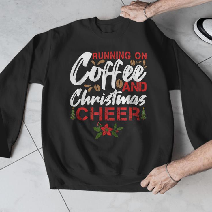 Running On Coffee And Christmas Cheer Lover Teacher For Men Women Kids Men Graphic Sweatshirt, funny design Running On Coffee And Christmas Cheer Lover Teacher For Men Women Kids Men Graphic Sweatshirt, funny design